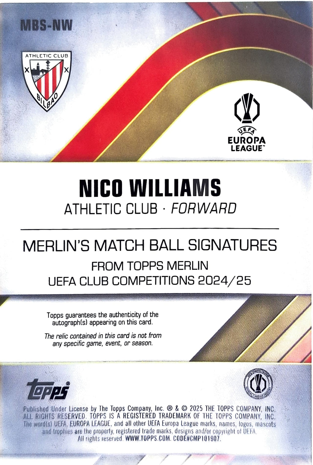 Nico Williams Auto Memorabilia