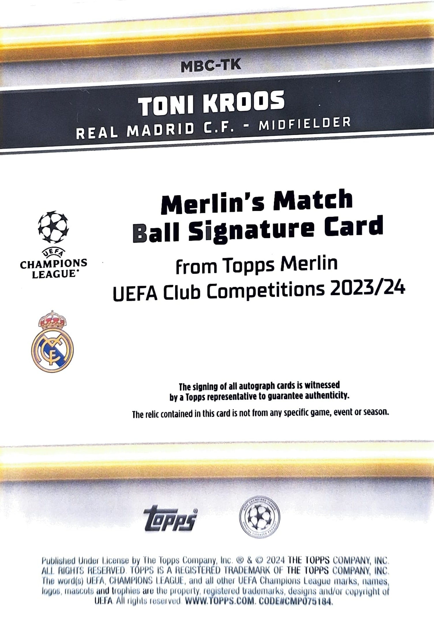 Toni Kroos Auto Memorabilia